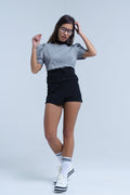 Black short with tie detail