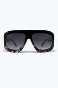Black Tortoiseshell Frame Oversize Shield Sunglasses With Gradient Lenses