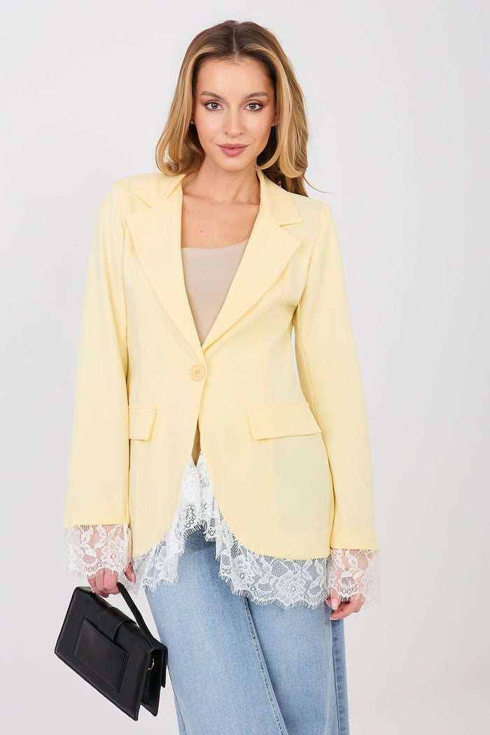 Blazer with Lace - Trendy Women's Jacket yellow one-size-fits-all - Coats & Jackets