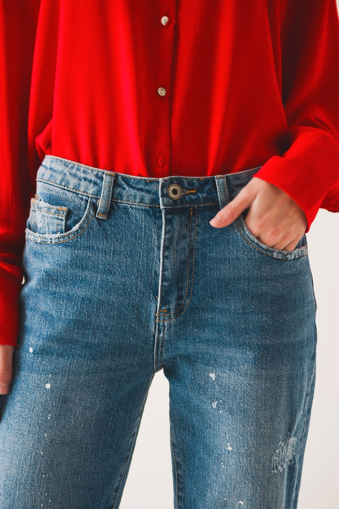 Bleach splatter mom jeans - Denim