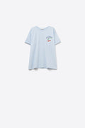 Blue T-shirt with La Cerise Market Saint-Tropez graphic - top
