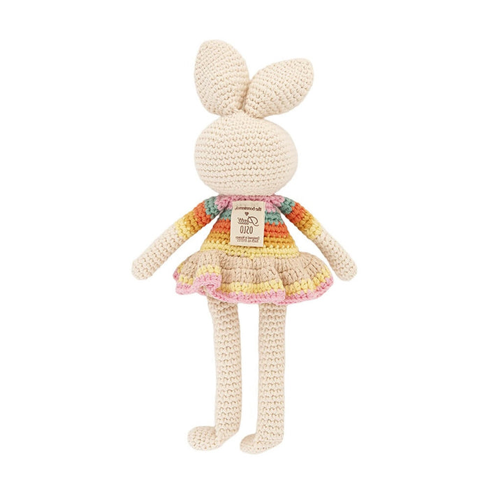 Bonnie Ballerina Bunny Crochet Toy- Pink rainbow - Stuffed Animals