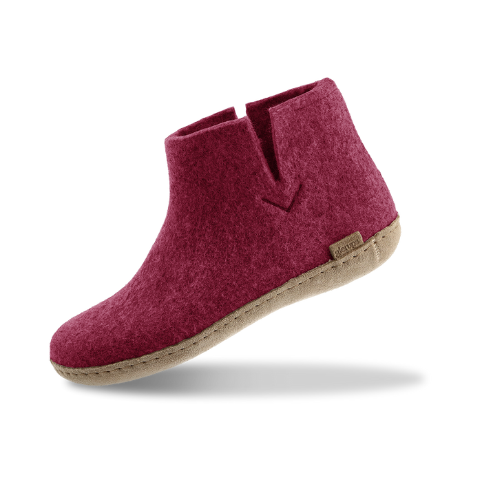 Boot with leather sole - Cranberry