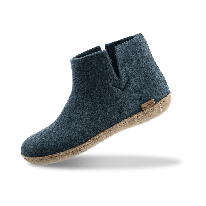 Boot with leather sole - Denim
