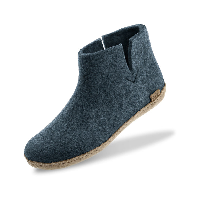 Boot with leather sole - Denim