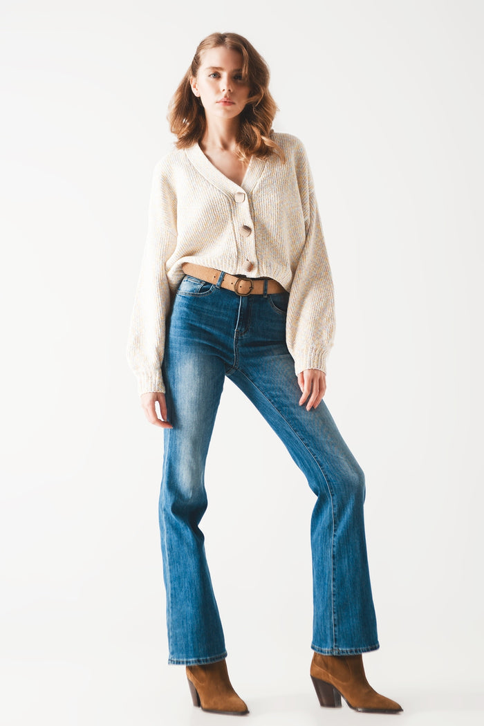 Bootcut flared high waisted jeans - Denim