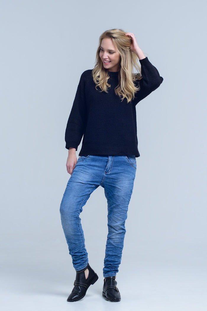 Boyfriend jean with zip pocket detail - Denim