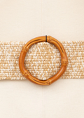 Molly bracken Braided Beige Belt with Wooden Buckle