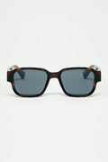 Brown Chunky Square Sunglasses In Crystal Grey