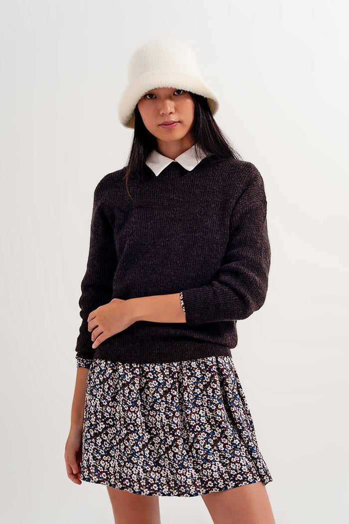 brown crew neck jumper