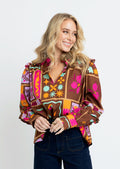 brown floral frame v neck top by Karlie