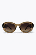 Brown Oval Frame Translucent Acetate Gradient Lens Sunglasses