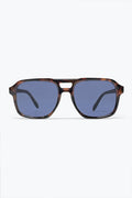 Brown Tortoiseshell Frame Blue Lens Square Sunglasses
