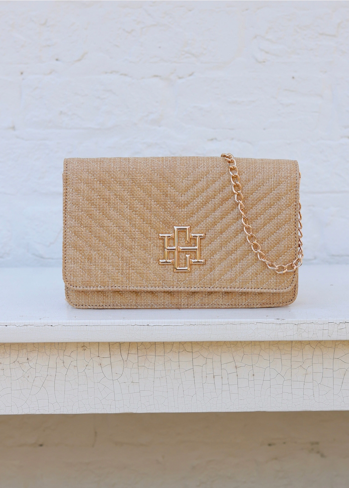Bryn Clutch Crossbody - Natural Quilted v pattern Caroline hill purse handbag