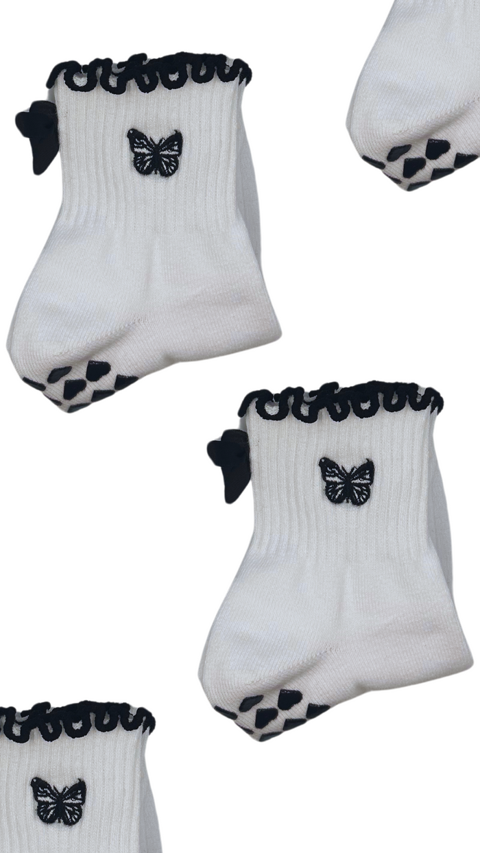 Black butterfly grip socks