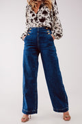 Button front jean in mid blue - Denim