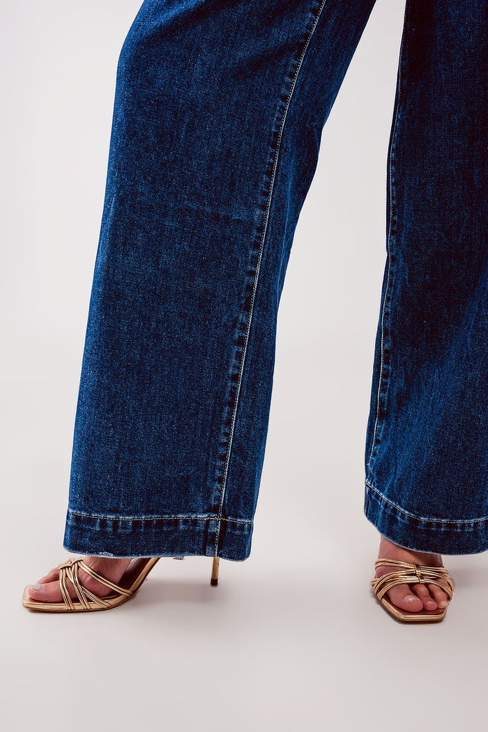 Button front jean in mid blue - Denim