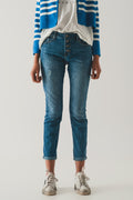 Button front straight jean - Denim