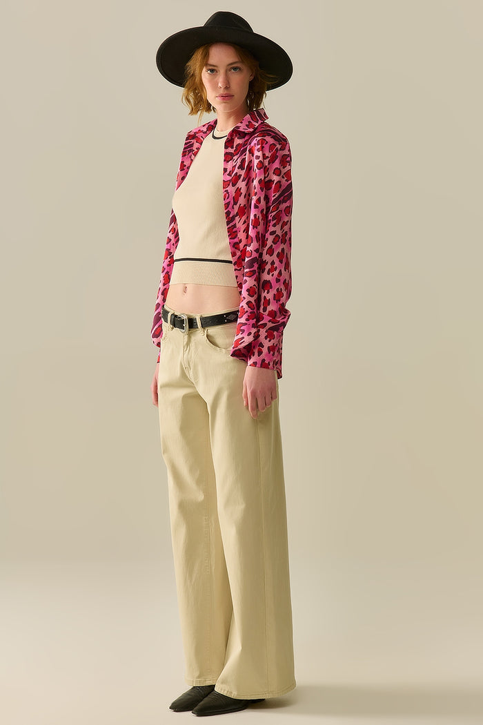 Buttoned Shirt In Fuchsia Leopard Print - Shirts