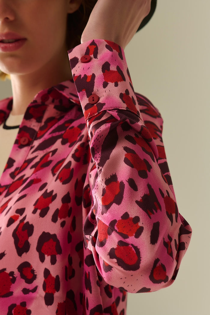 Buttoned Shirt In Fuchsia Leopard Print - Shirts