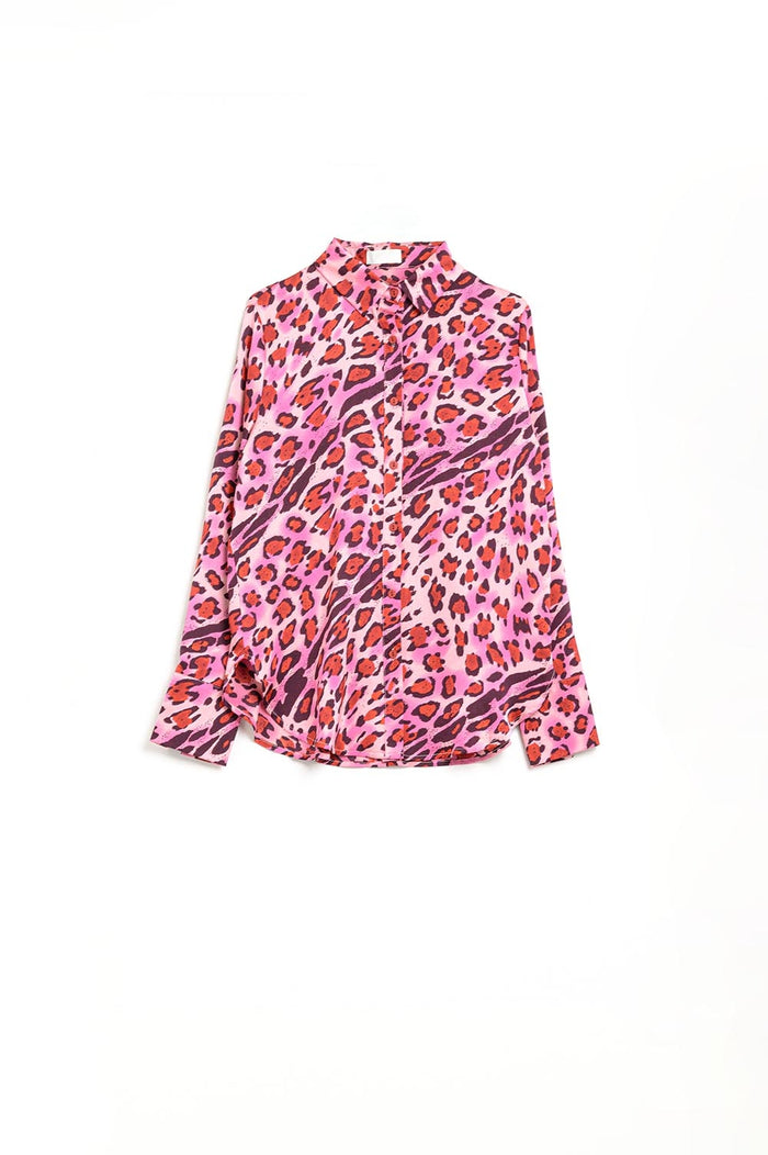 Buttoned Shirt In Fuchsia Leopard Print - Shirts