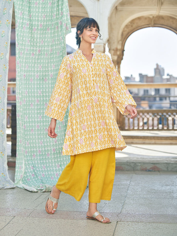Yellow Cotton Slub Women Co-ord Set | Pinklay