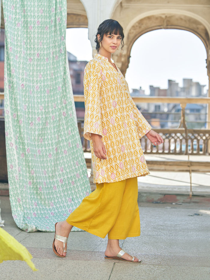 Yellow Cotton Slub Women Co-ord Set | Pinklay