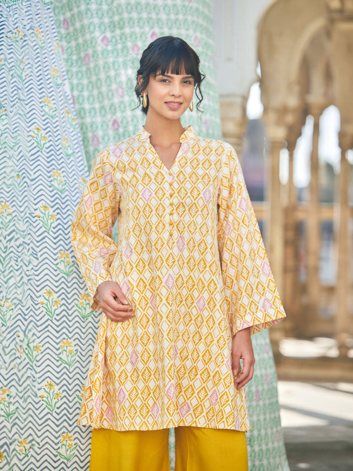 Yellow Cotton Slub Women Co-ord Set | Pinklay