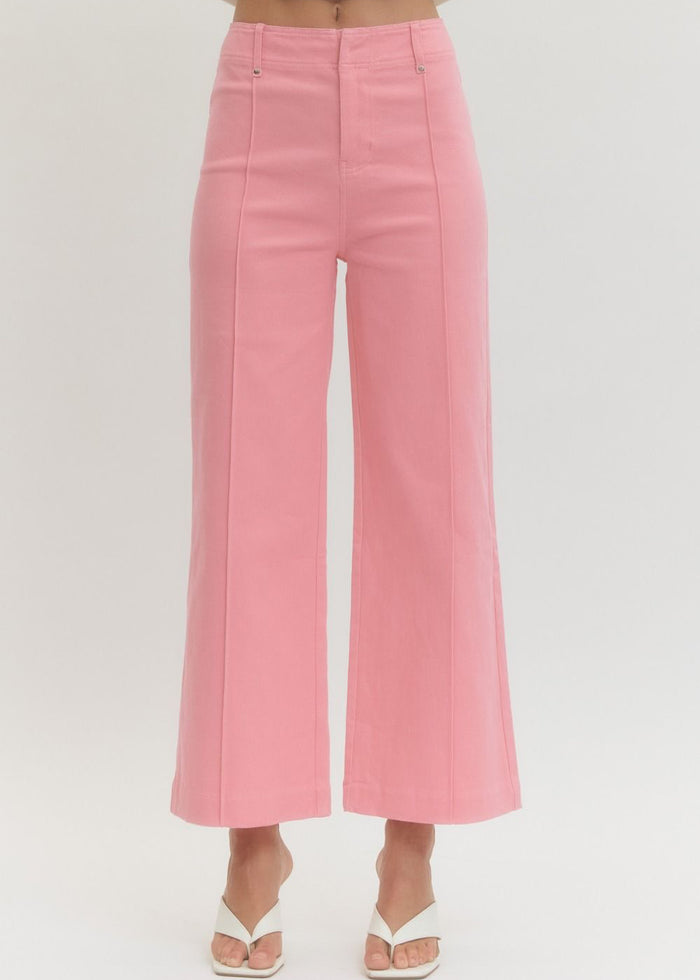 Can't Go Wrong Seam Wide Leg Pink Pant by entro spring