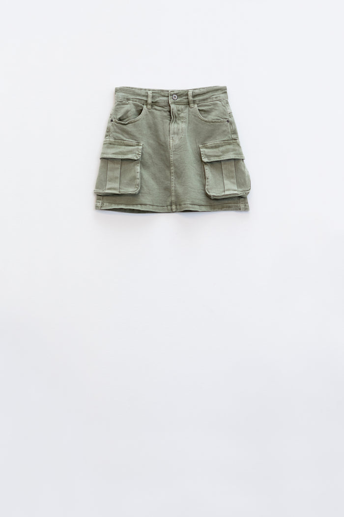 Cargo mini skirt in khaki