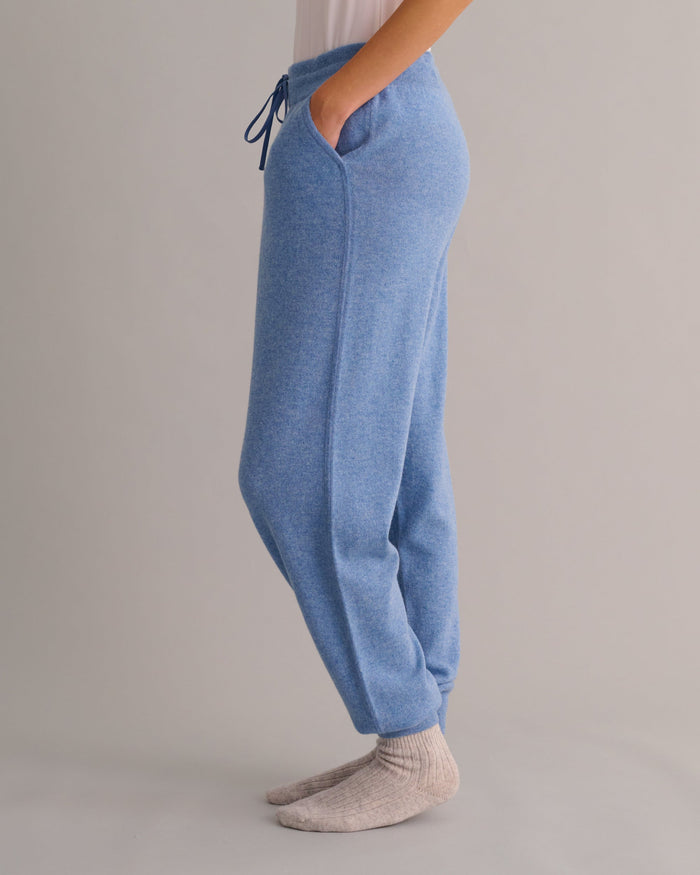 Chambray Blue Cashmere Cuffed Ankle Joggers - Loungewear