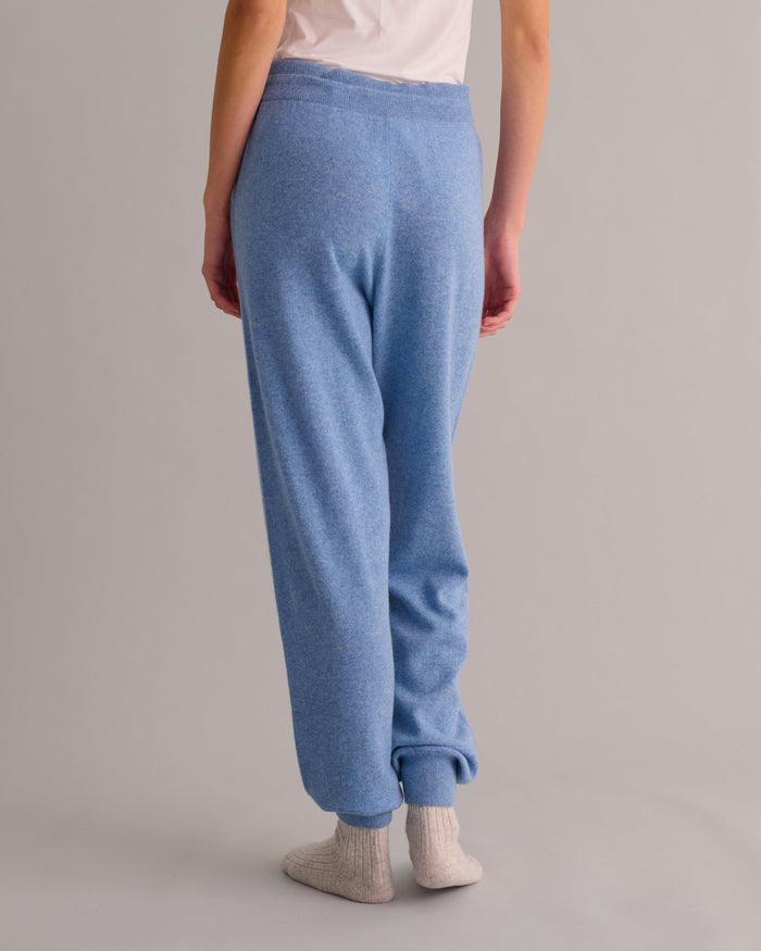 Chambray Blue Cashmere Cuffed Ankle Joggers - Loungewear