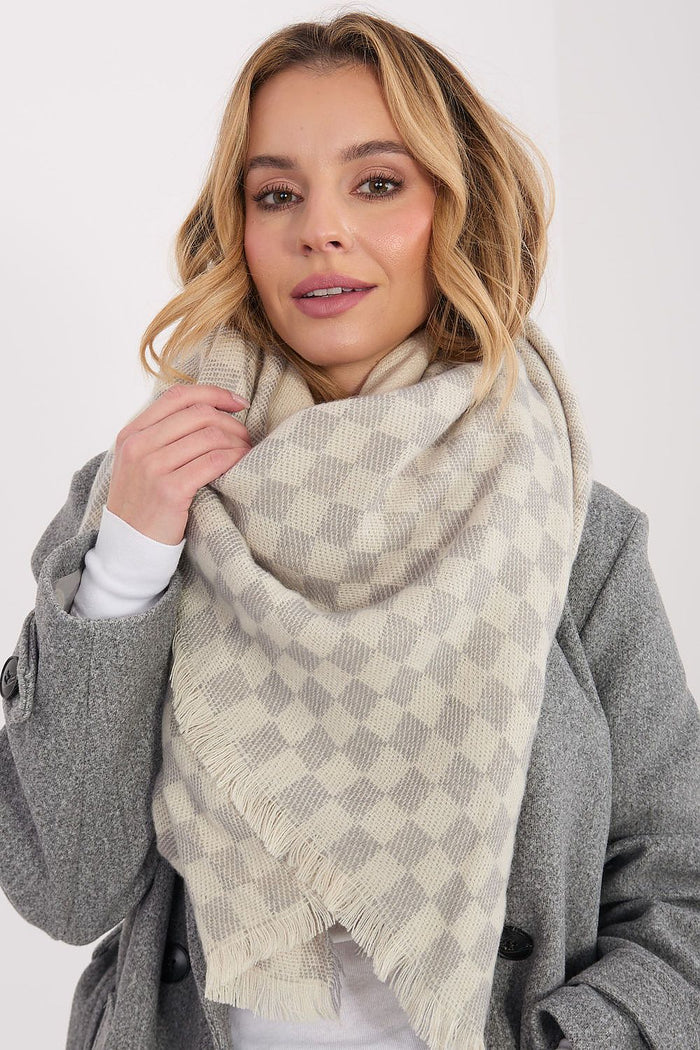 Checked Pattern Shawl for Women - Stylish & Versatile beige one-size-fits-all - Scarves