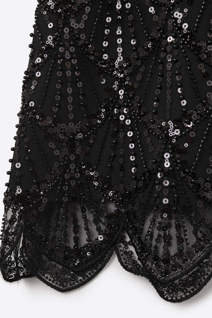 Chic Black Sequin Cropped Top