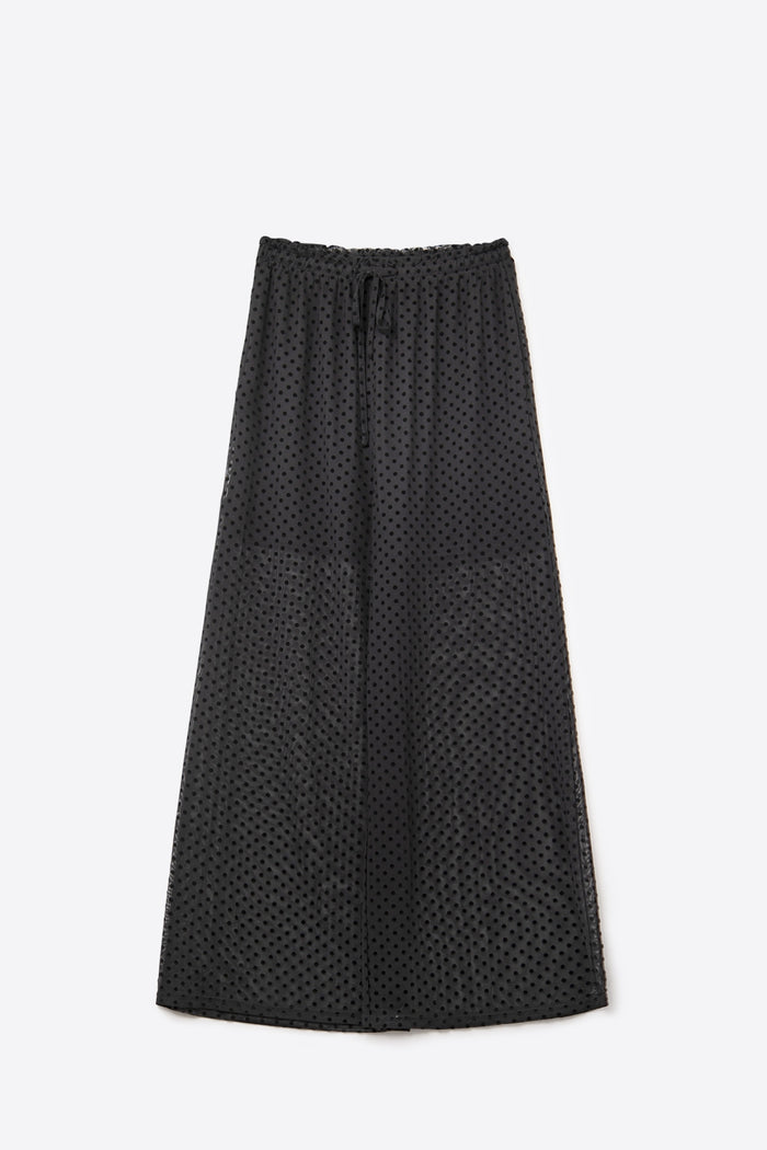 Chic Black Sheer Polka Dot Pants - trousers