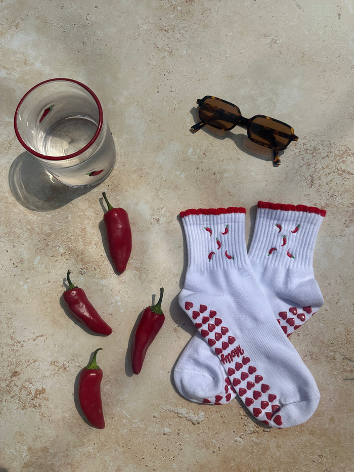 Red heart grip socks
