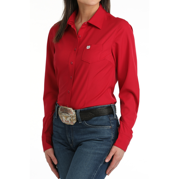 Cinch Women's L/S ArenaFlex Solid Pink Western Button Down Shirt
