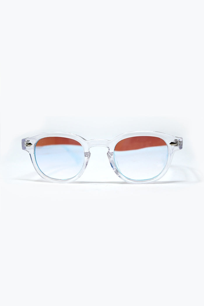 Clear Round Sunglasses With White Gradient Lense