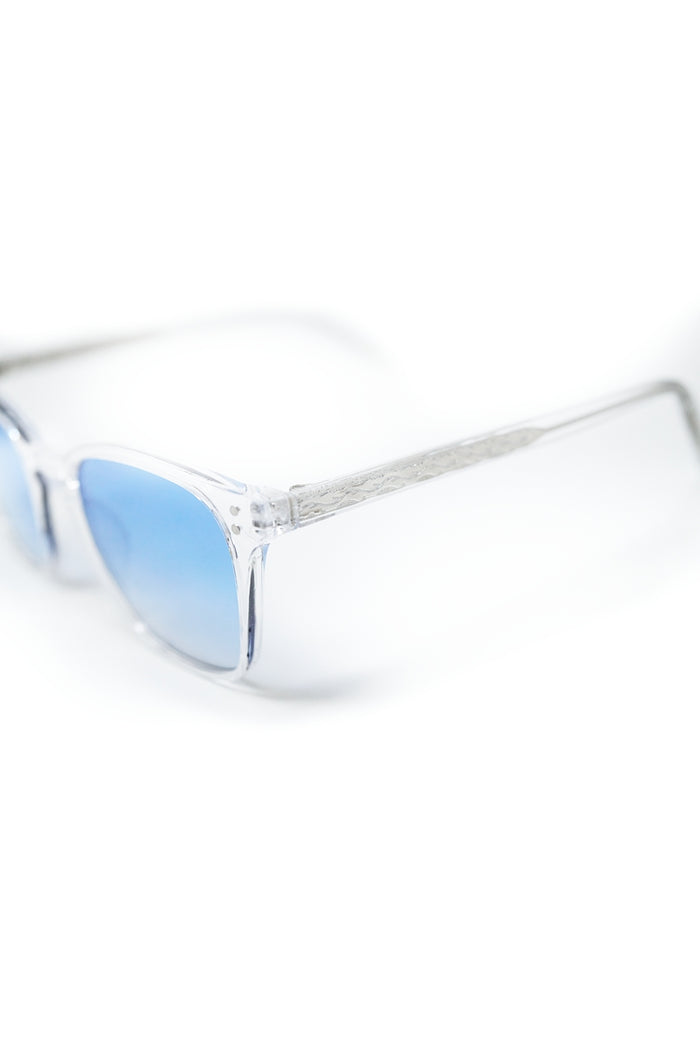 Clear Square Sunglasses with Light Blue Gradient Lenses