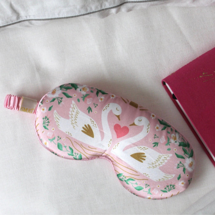 Cloud Padded Satin Sleep Mask - Swans Print - Cloud Sleep Mask