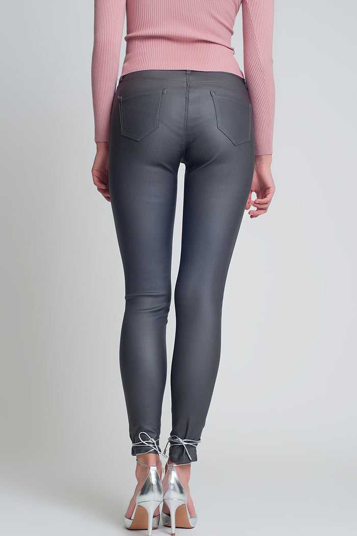 Coated pants in gray - trousers