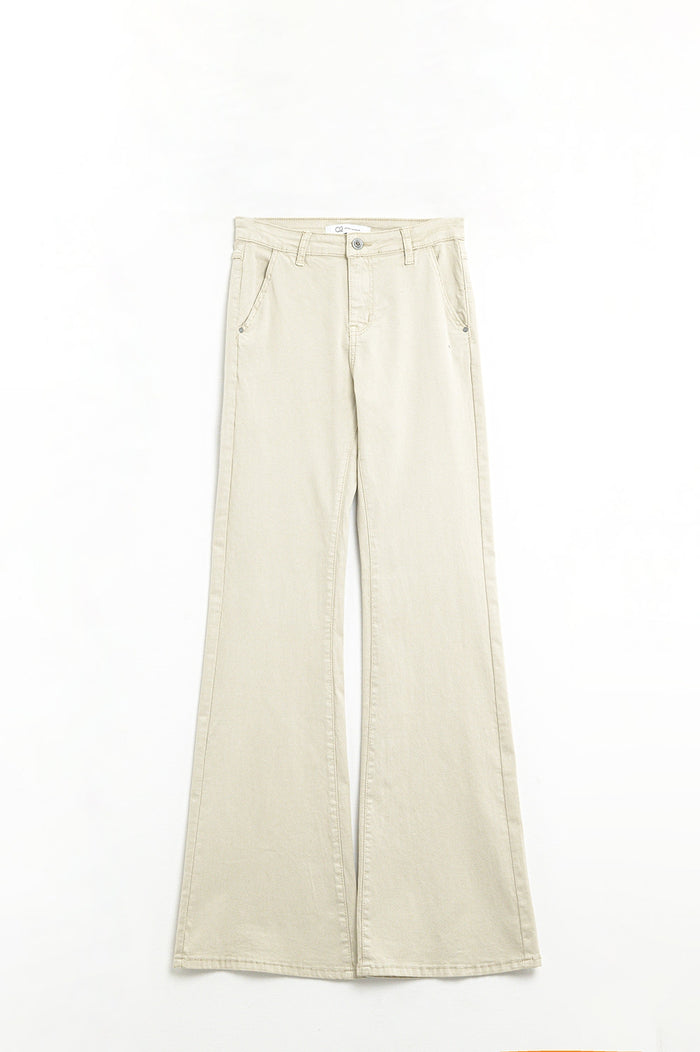 Comfy Stretcy Beige Flared Pants - trousers