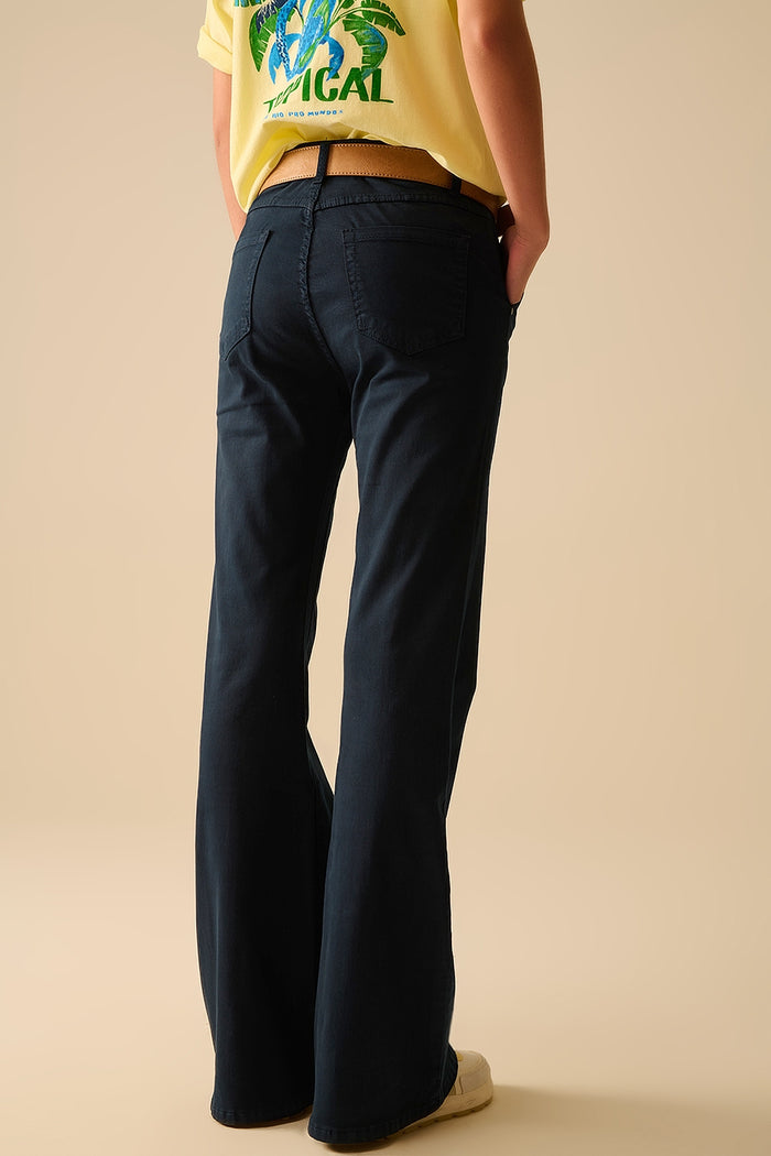 Comfy Stretcy Denim Navy Flared Jeans - Coloured Jeans