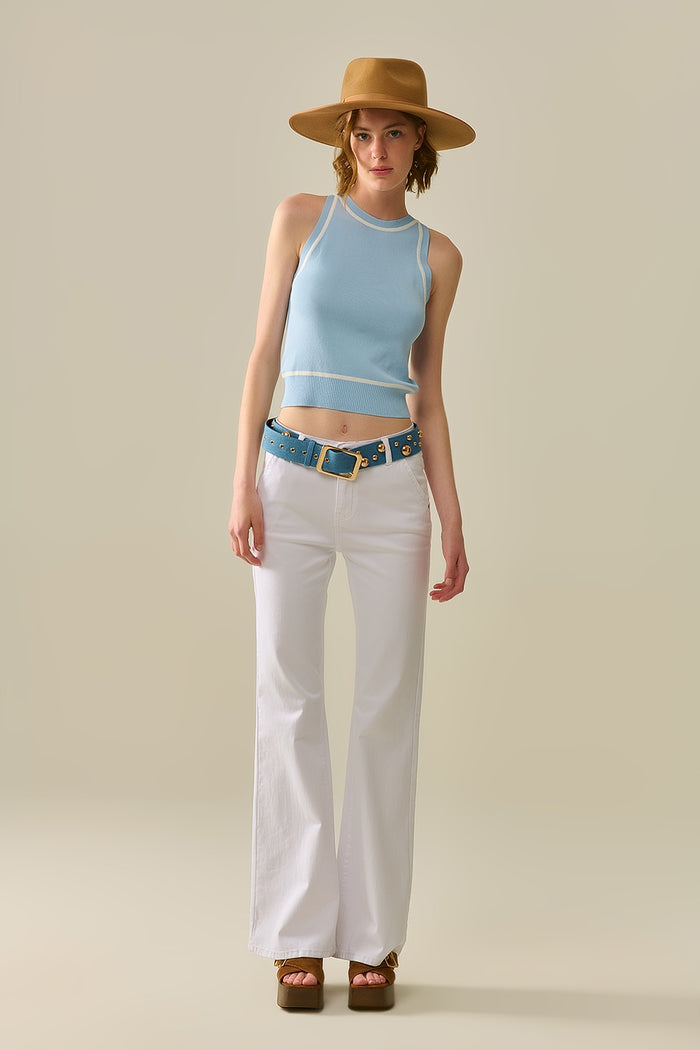 Comfy Stretcy White Flared Pants - trousers