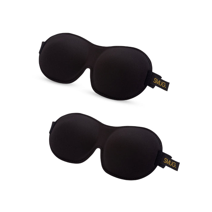 Contoured Sleep Mask Twin Pack Sets - Various Designs Black - Contoured Sleep Mask Set