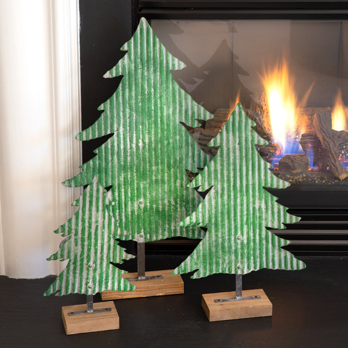 Corrugated Metal Christmas Tree Set