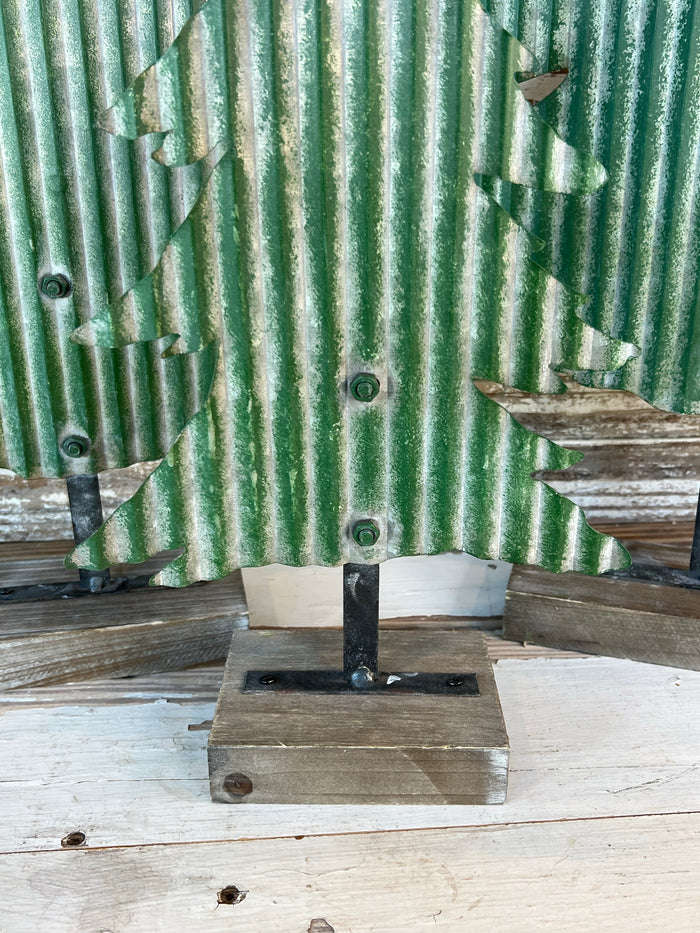 Corrugated Metal Christmas Tree Set