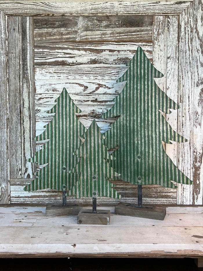 Corrugated Metal Christmas Tree Set