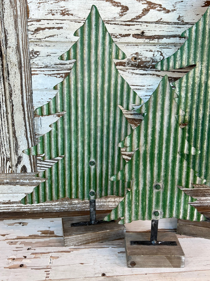 Corrugated Metal Christmas Tree Set