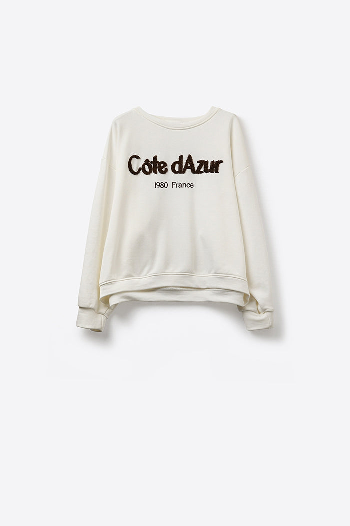 Côte d’Azur Embroidered Cream Sweatshirt